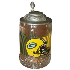 Green Bay Packers Glass Beer Stein with Lid
